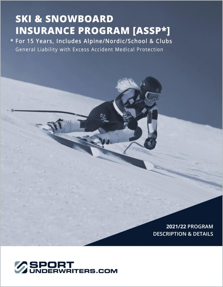 Skiing Snowboarding ASSP Insurance Brochure Cover